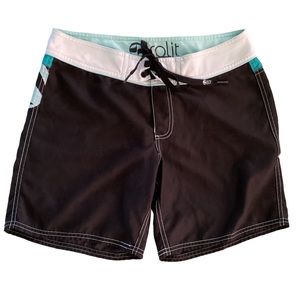 Split board shorts swim boardshorts women’s size 9 black blue mid length